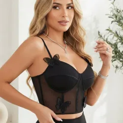 🖤 Top con mariposas 3D — Negro