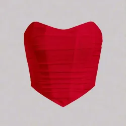 Top rojo con bajo en pico y ziper atrás 
