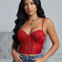 ❤️ Top con encajes — Rojo