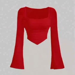 Top rojo mangas largas acampanadas 