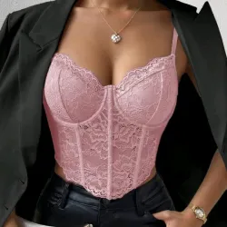 Top rosa vieja de encaje 