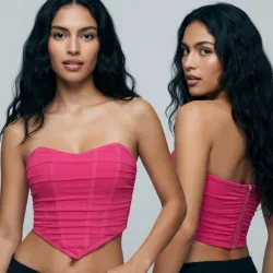 🩷 Top con bajo en pico y ziper atrás — Rosado