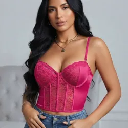 🩷 Top con encajes — Rosado