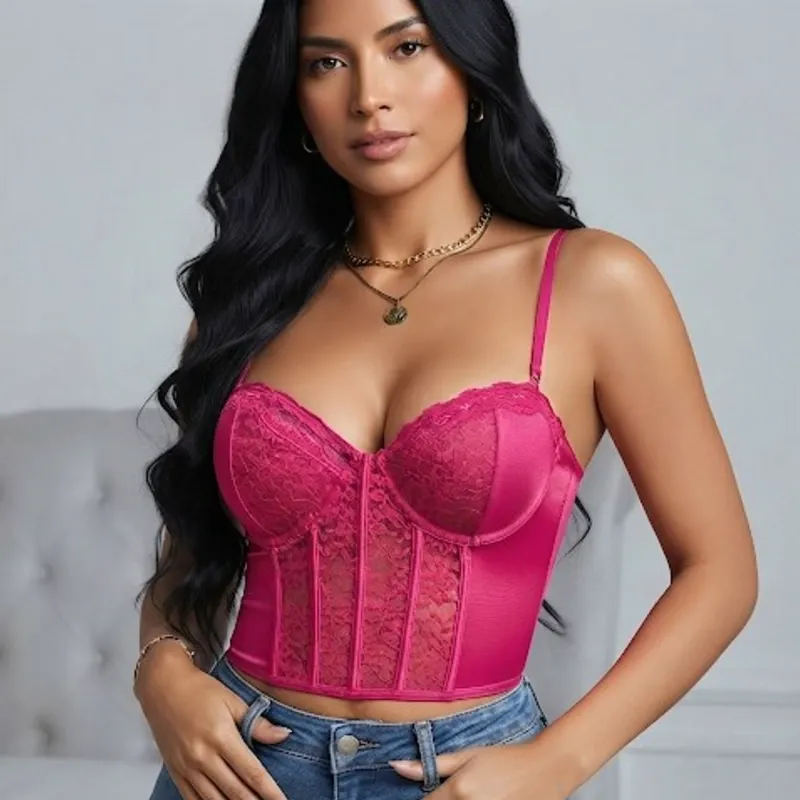 🩷 Top con encajes — Rosado