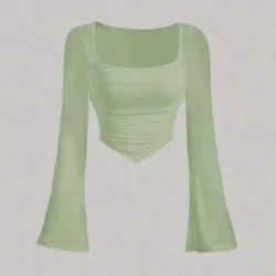 Top verde mangas larga acampanadas 