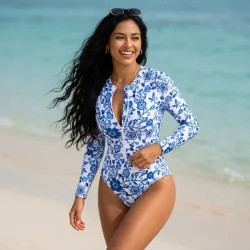 Trusa de mangas largas con estampado floral azul