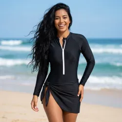 🖤 Trusa de mangas largas con pareo — Negro