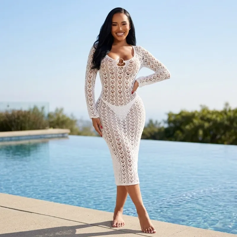 🤍 Vestido a Crochet — Blanco