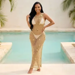 💛 Vestido a Crochet — Dorado
