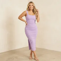 Vestido ajustado fruncido malva
