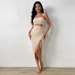 🤎 Vestido sin tirantes — Beige
