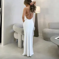 Vestido blanco elástico atras