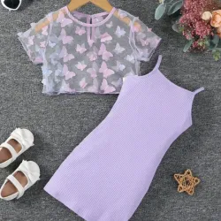 💜 Vestido com bolero transparente — Malva