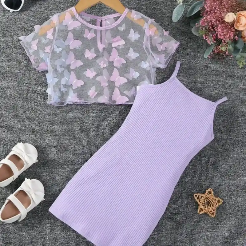 💜 Vestido com bolero transparente — Malva