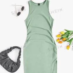 💚 Vestido con abertura — Verde 