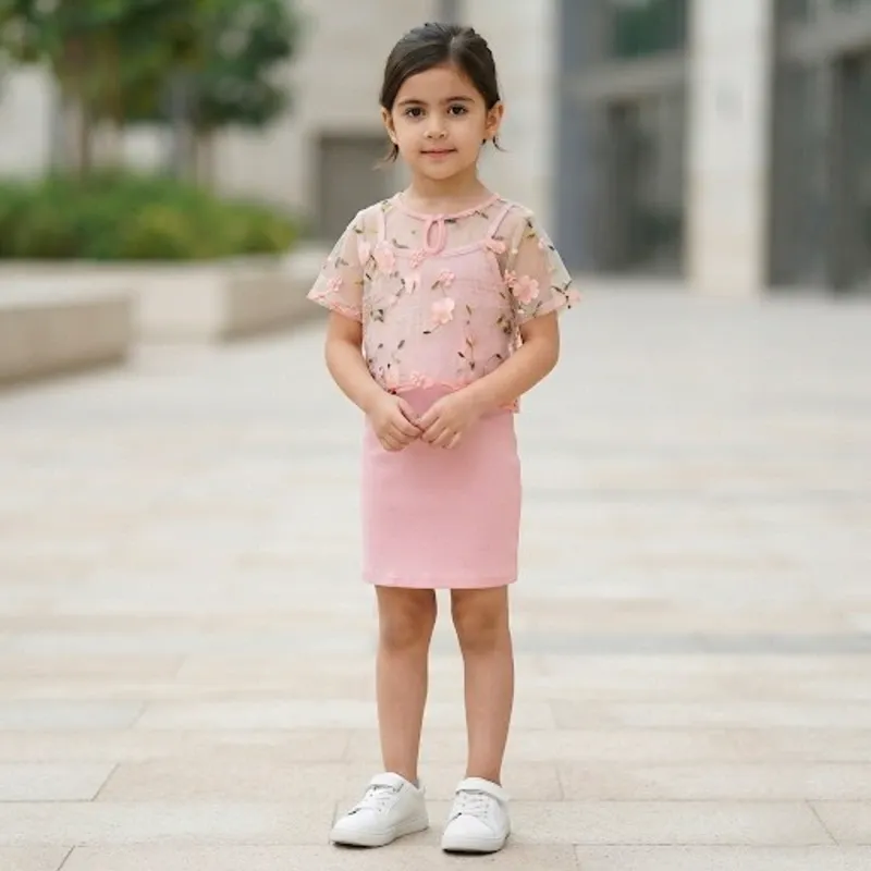 🩷 Vestido con bolero transparente — Rosado