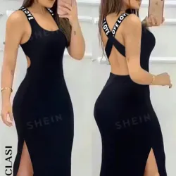 🖤 Vestido con crucetas atrás — Negro
