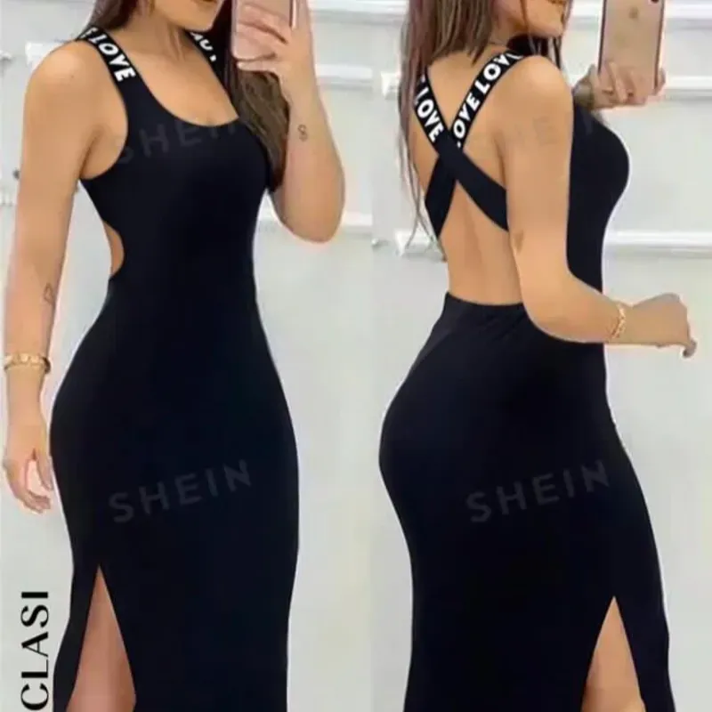 🖤 Vestido con crucetas atrás — Negro