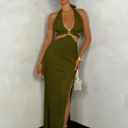 💚 Vestido con espalda descubierta — Verde