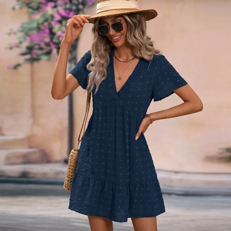💙 Vestido con mangas de mariposa — Azul Marino