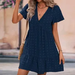 💙 Vestido con mangas de mariposa — Azul Marino