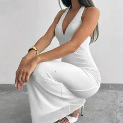 🤍 Vestido con perlas — Blanco