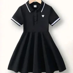 🖤 Vestido corte princesa con mangas — Negro
