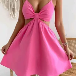 🩷 Vestido corto ancho amarrado atrás — Rosado