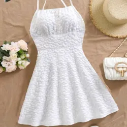 🤍Vestido corto con cruzetas en la espalda