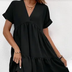 🖤 Vestido corto con mangas — Negro