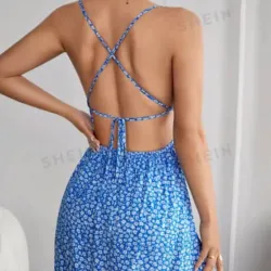 💙 Vestido corto de espalda afuera — Azul
