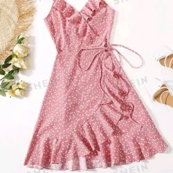 🩷 Vestido corto de vuelos — Rosado