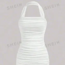 🤍 Vestido corto halter de tul — Blanco