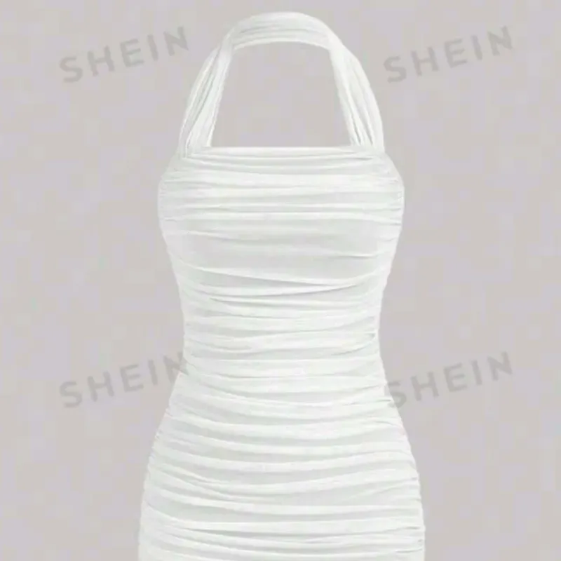 🤍 Vestido corto halter de tul — Blanco