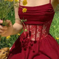 Vestido d mujer plisado rojo vino