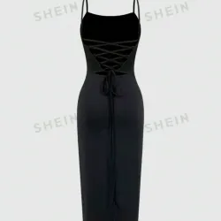 🖤 Vestido de crucetas en la espalda — Negro