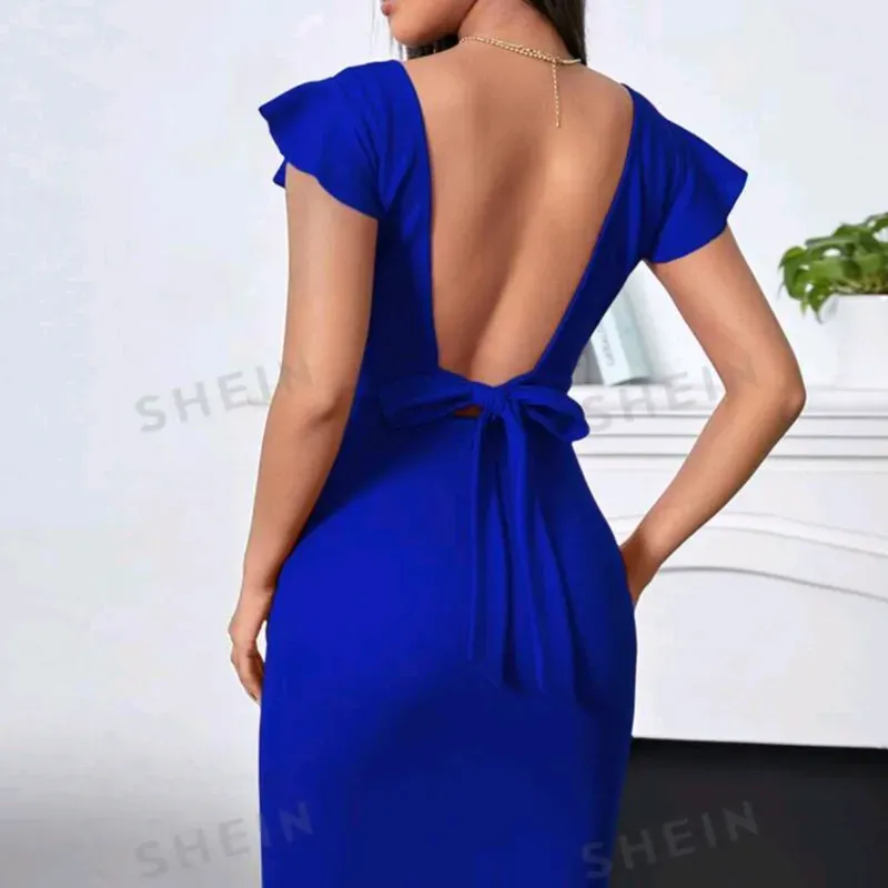 💙 Vestido de espalda afuera — Azul Rey