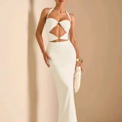 🤎 Vestido de espalda descubierta — Beige