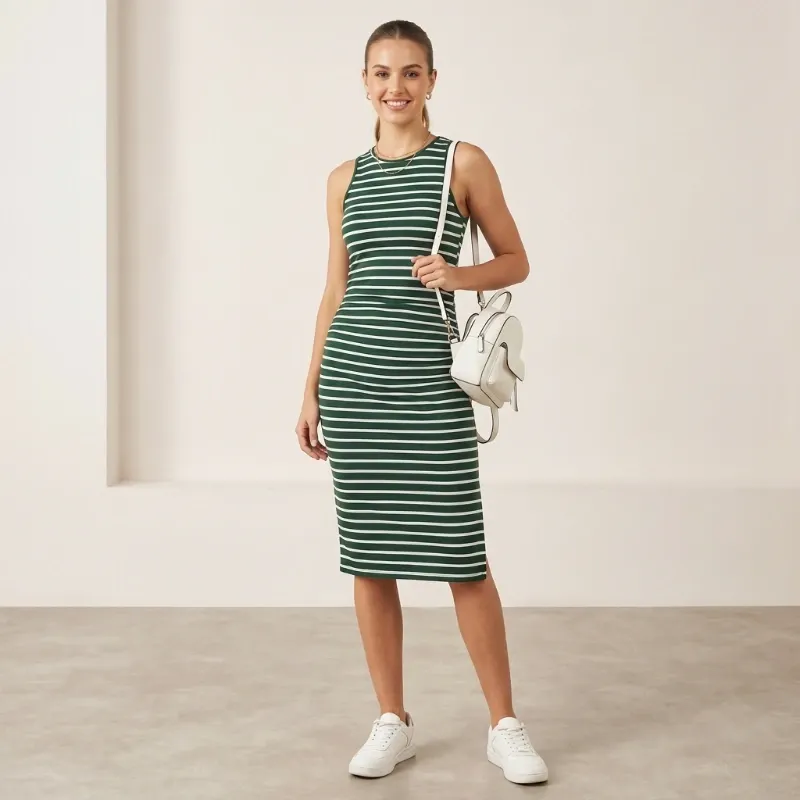 💚 Vestido de listas — Verde