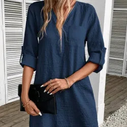 💙 Vestido de mangas 3/4 — Azul Marino 