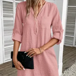 🩷 Vestido de mangas 3/4 — Rosado