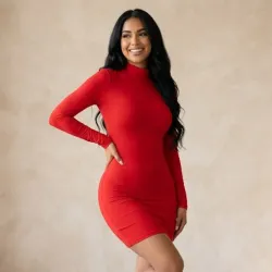 ❤️ Vestido de mangas largas — Rojo