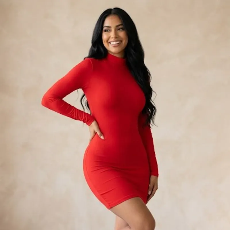 ❤️ Vestido de mangas largas — Rojo