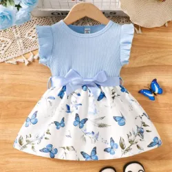 🩵 Vestido de mariposas — Azul