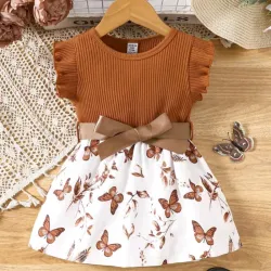 🤎 Vestido de mariposas — Marrón 