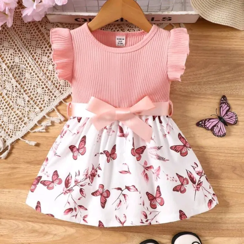 🩷 Vestido de mariposas — Rosado