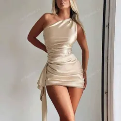🤎 Vestido de satín — Beige