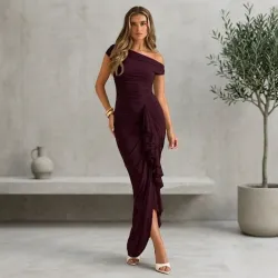 💜 Vestido elegante largo — Granate