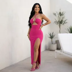 🩷 Vestido escote delantero — Rosado