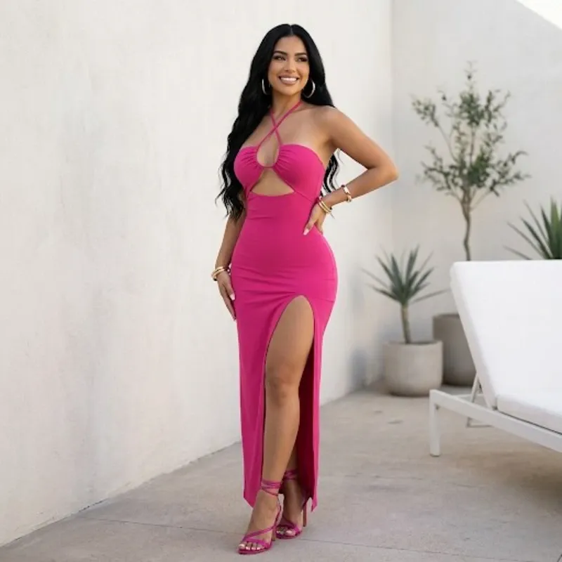 🩷 Vestido escote delantero — Rosado